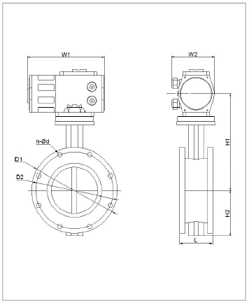 DN40 - DN1000 เครื่องดําเนินไฟฟ้ากันระเบิด PTFE ชนิด Flange สําหรับวาล์ว Butterfly 1