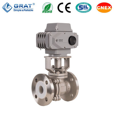 ฟลอรีนผิวเคลือบไฟฟ้าทํางานลูกบอล วาล์ว Flanges การเชื่อมต่อทนทานต่อการกัดกร่อน