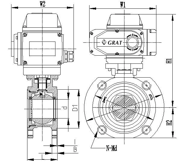 AC220V DN15-250 การเชื่อมต่อแฟลนจ์กระแสเล็ก วาล์วควบคุมไฟฟ้า 1
