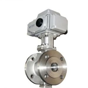 อุณหภูมิสูงสแตนเลส Flange ตรงผ่านชนิดไฟฟ้าลูกวาล์ว